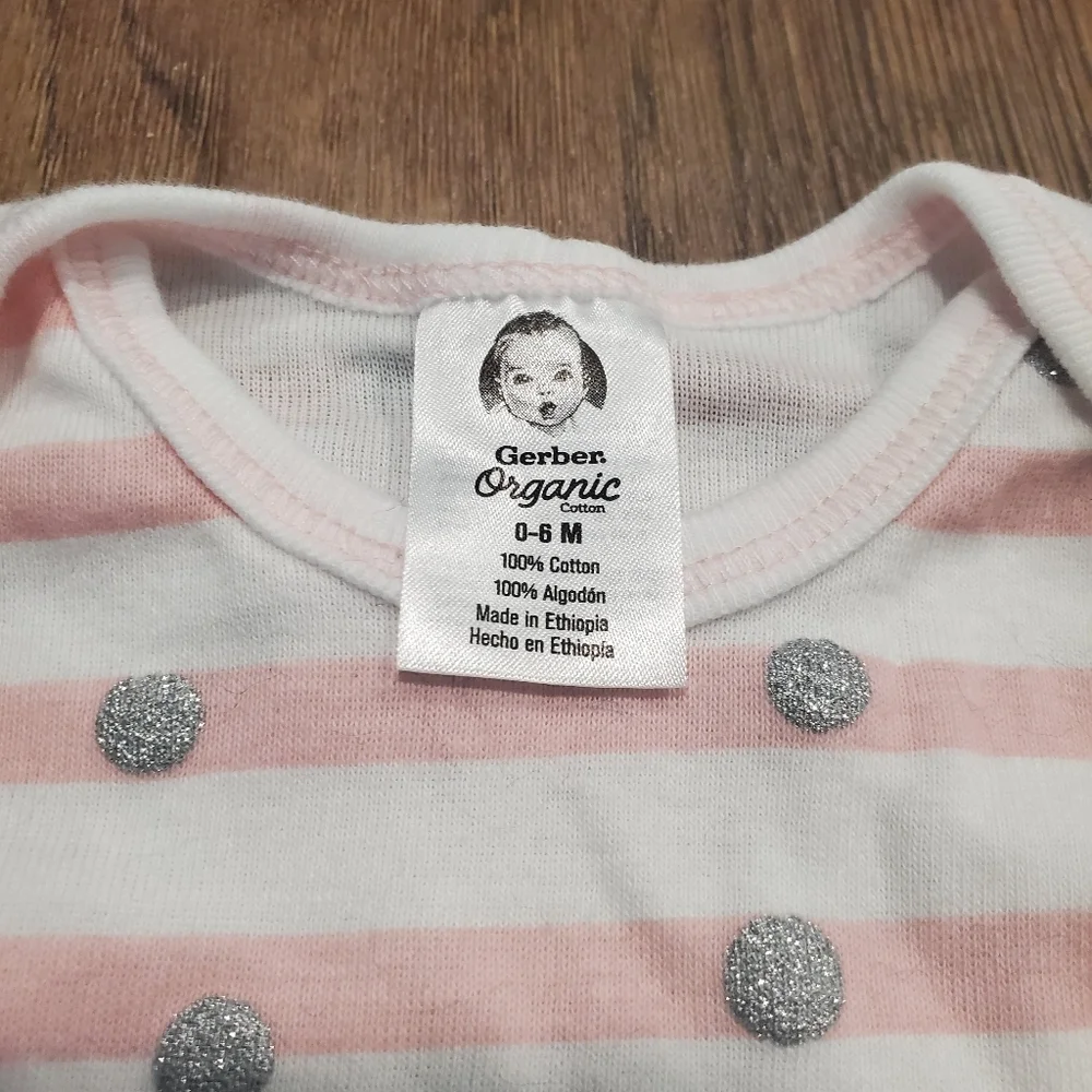 Gerber Baby Girl Cotton Sleep Sack Pink Striped Silver Sparkle Polka Dot Infant